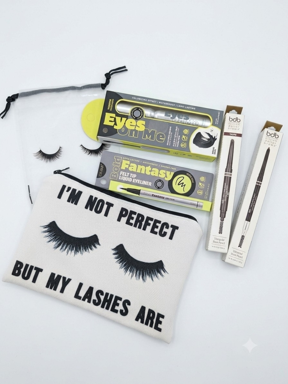 Cosmetic Pouch with Brow And Eye Makeup